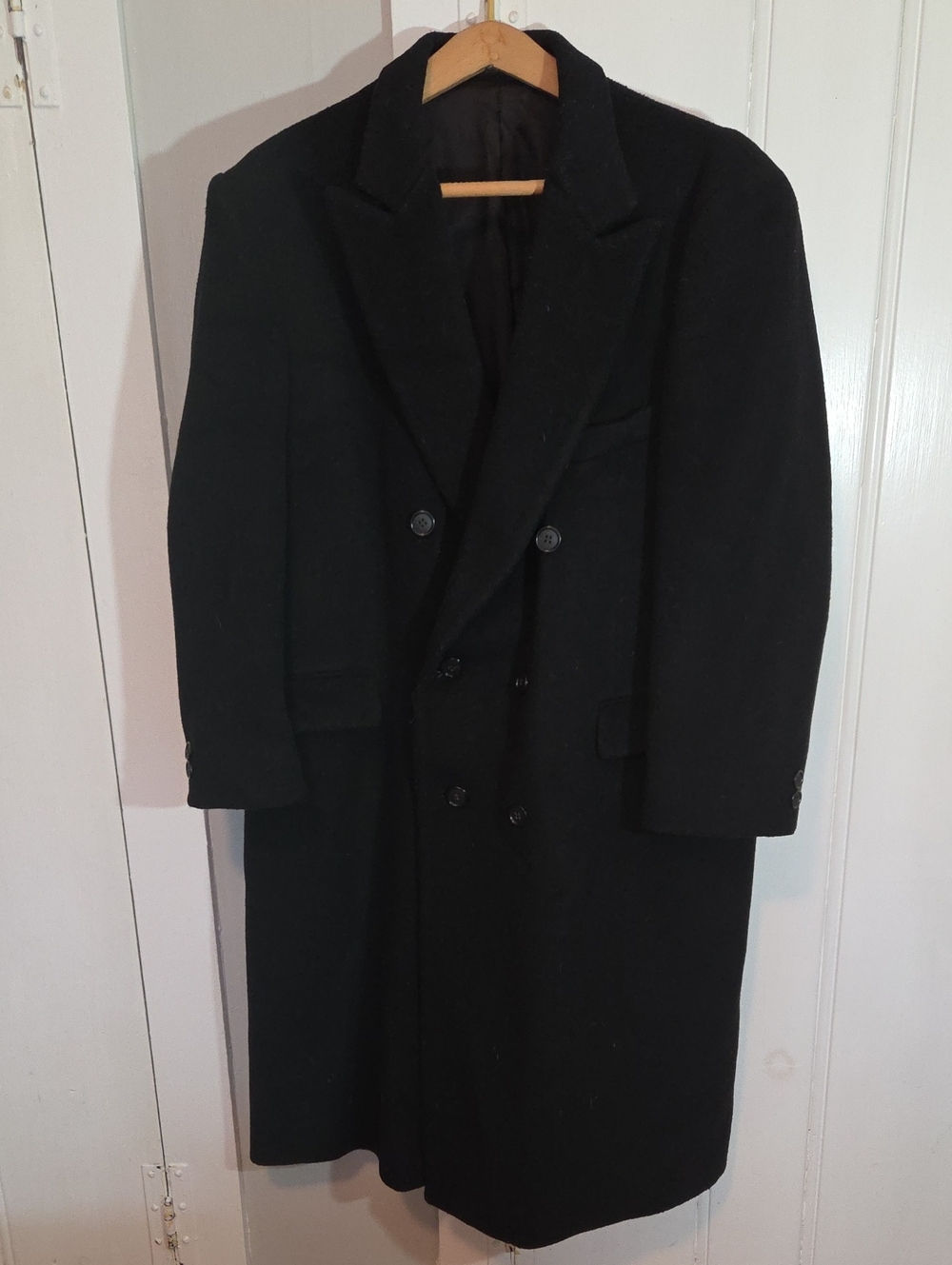 Adolfo Black Wool Double-Breasted Pea Coat
